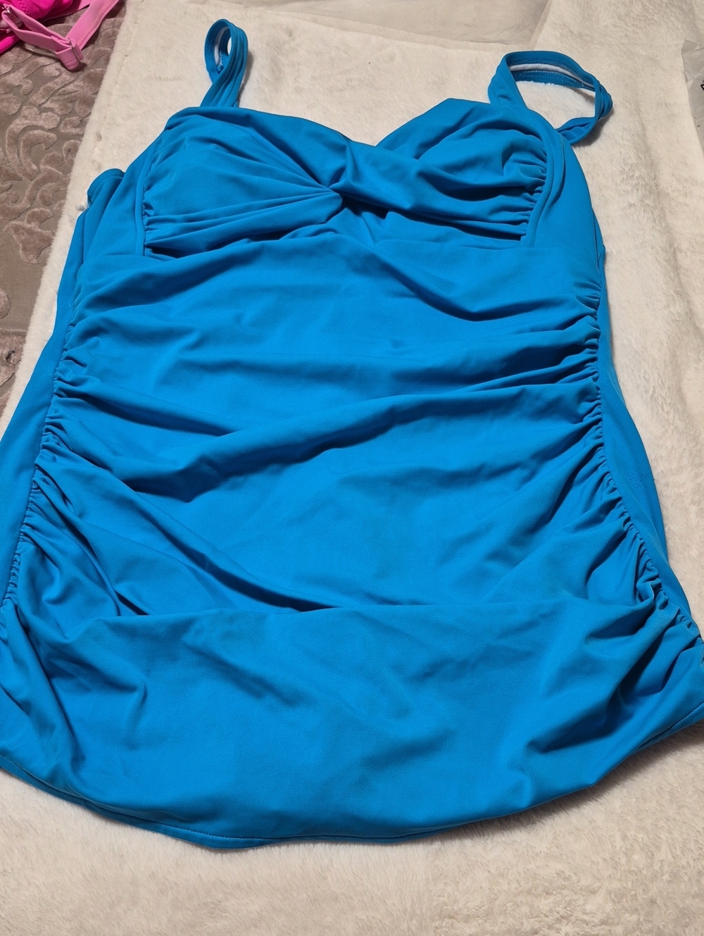 Bright Blue Ruched One Piece Swim